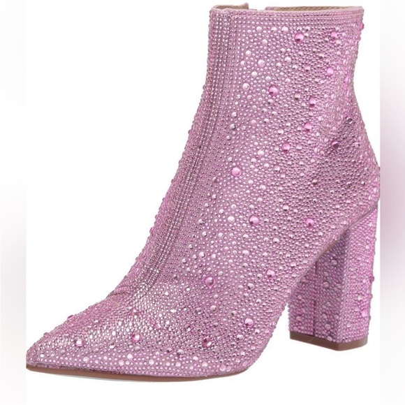 🦋🌙 BETSEY JOHNSON | Pink Rhinestone Ankle Booties - Picture 6 of 12